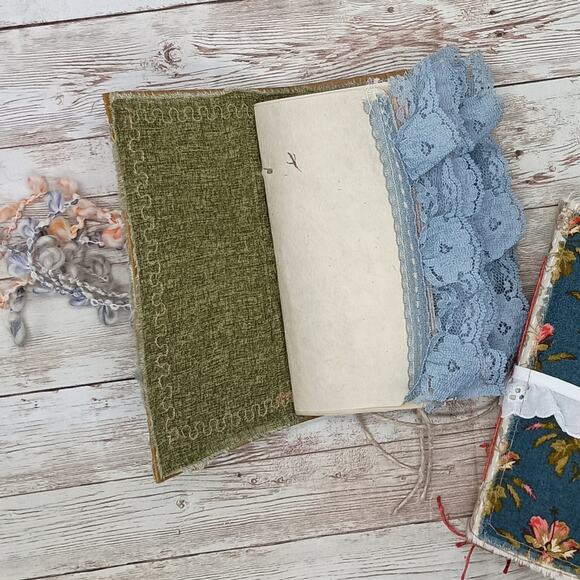 Small Red Floral Junk Journal, Handmade Recycled Journal, Chunky Junk Journal - Picture 7 of 16